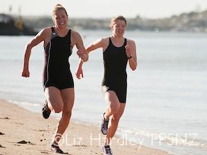 Race winners Elise Salt and Dan Hoy